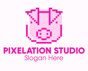 Pixel Pig Game logo design