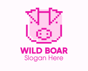 Boar - Pixel Pig Game logo design