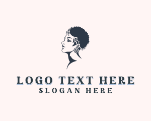Afro - Woman Hairdresser Salon logo design