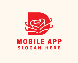Rose - Floral Letter D logo design