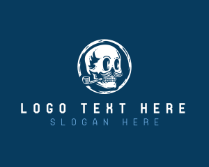 Horror - Pipe Skull Mustache logo design