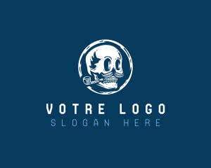 Smoke - Pipe Skull Mustache logo design