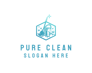 Cleaning Mop Bucket logo design