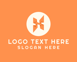 Record Label - Orange Letter H logo design