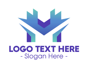 Negative Space - Blue Tech Letter M logo design