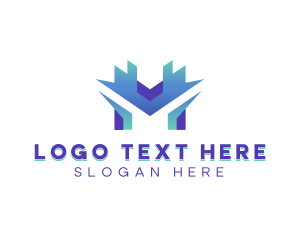 General - Blue Tech Letter M logo design