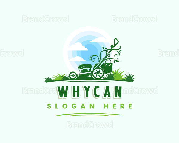 Lawn Mower Grass Landscaping Logo