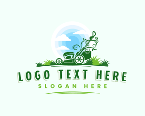 Trimming - Lawn Mower Grass Landscaping logo design
