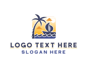 Scenery - Tropical Sea Boat logo design