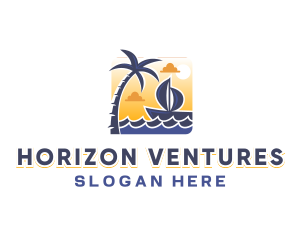 Horizon - Tropical Sea Boat logo design