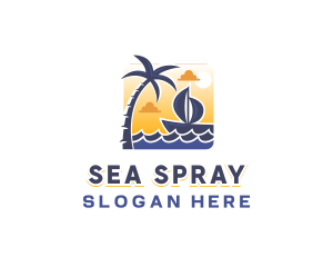 Tropical Sea Boat logo design