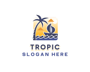 Tropical Sea Boat logo design