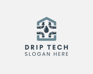 Leak - House Pipe Droplet Plumbing logo design