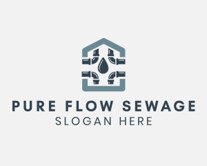 Sewage - House Pipe Droplet Plumbing logo design