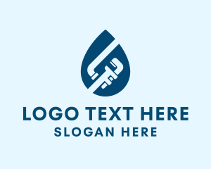 Toilet - Water Droplet Pipe Wrench logo design