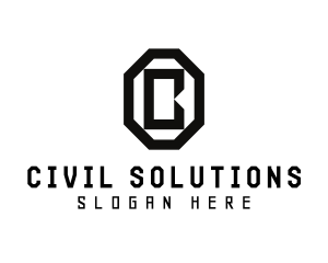 Geometric Octagon Letter C logo design