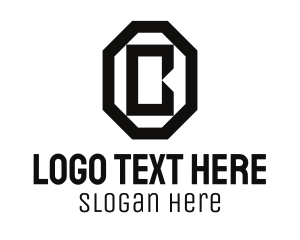 Octagon - Black Octagon Letter B logo design
