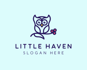Little - Cute Owl Bird logo design
