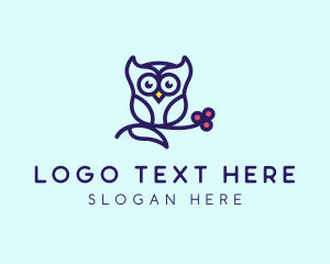 Purple - Cute Owl Bird logo design