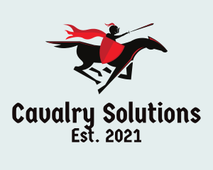 Cavalry - Running Horse Knight logo design