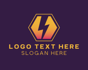 Battery - Lightning Bolt Hexagon logo design