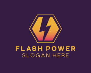 Lightning Bolt Hexagon logo design