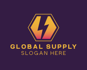 Supply - Lightning Bolt Hexagon logo design