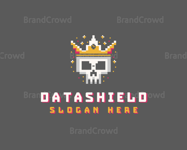 Pixelated Skull Crown Logo
