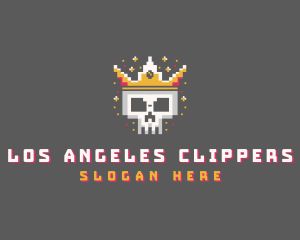 Pixelated Skull Crown Logo