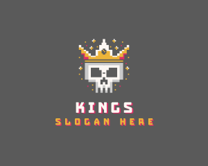 Pixelated Skull Crown logo design