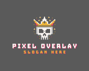 Pixelated Skull Crown logo design