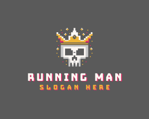 Pixel - Pixelated Skull Crown logo design