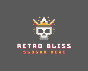 Nostalgia - Pixelated Skull Crown logo design