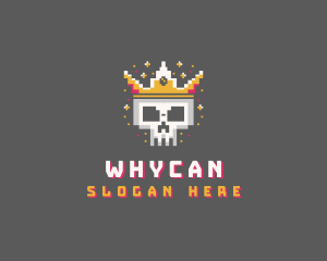 Gamer - Pixelated Skull Crown logo design