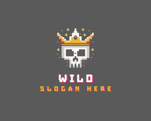 Royal - Pixelated Skull Crown logo design