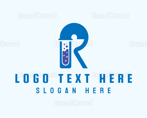 Blue Test Tube Letter R Logo
