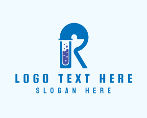 Blue Test Tube Letter R logo design