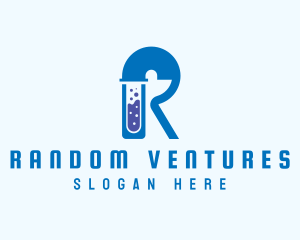 Blue Test Tube Letter R logo design