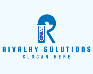 Blue Test Tube Letter R logo design