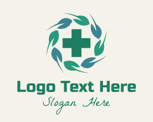 Leaf - Green Cross Wreath logo design