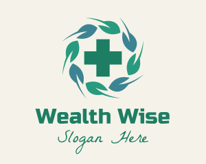 Herbal Medicine - Green Cross Wreath logo design