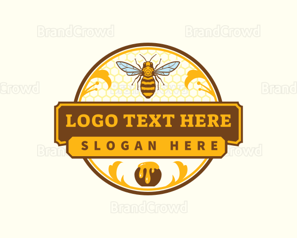 Honey Bee Honeycomb Logo