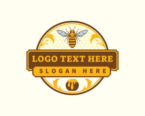 Wasp - Honey Bee Honeycomb logo design