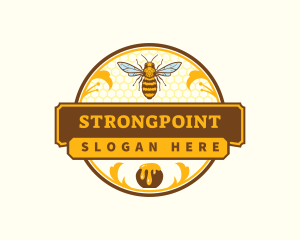 Wasp - Honey Bee Honeycomb logo design