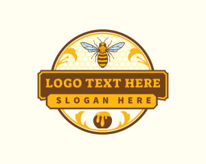 Bee - Honey Bee Honeycomb logo design
