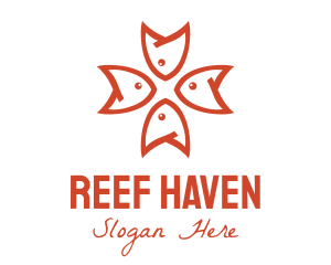 Reef - Red Fish Star logo design