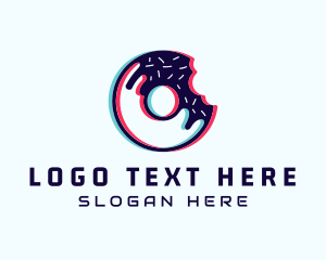 Food - Donut Cyber Glitch logo design