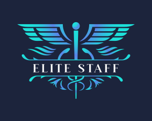 Healthcare Caduceus Staff logo design