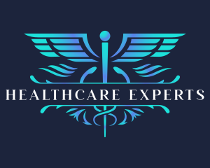 Healthcare Caduceus Staff logo design