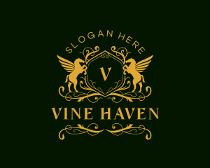 Pegasus Winery Vines Crest logo design